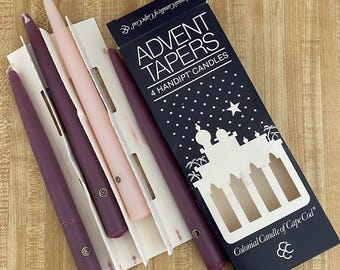 4 Pack Handipt, 10" Unscented, Advent Candles, Colonial Candle Of Cape Cod