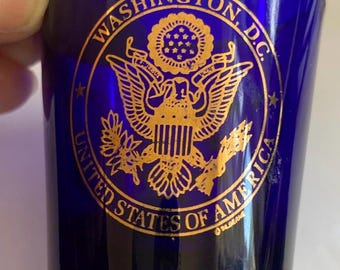 Cobalt Blue, Washington DC, Presidential Seal Souvenir, Shot Glass, 1990-99