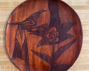 Bali, Carved Wood, Wall Plate or Tray, 11 1/2" diameter, Folk Art, 1960s