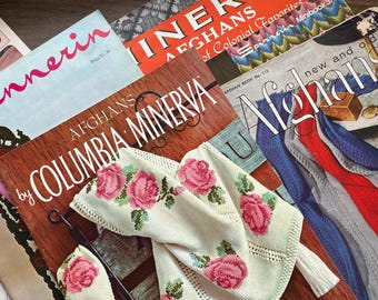 Afghans to knit or crochet, Instruction booklets, pre-owned