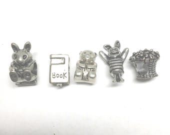 Winnie the Pooh, Rabbit, Piglet, Tree, Book, Fashion Beads.  WP5