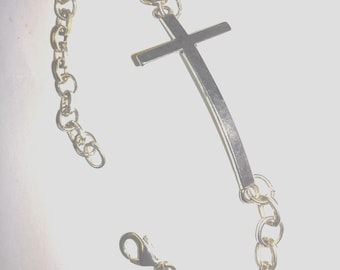 Silver Plated, Cross Bracelet, 9" adjustable, CC1