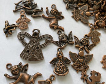Wholesale - Angels, Assorted 250+ Charms, Coppertone Brass, 1/4'-1" H