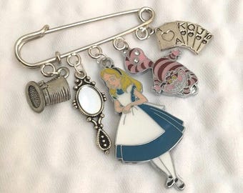 Alice in Wonderland, Looking Glass, Brooch, Fashion, PIN3