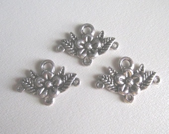 Lot of 3, Floral, Charm Holder, Antique Silver C1009