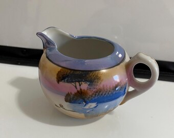 Luster Ware, Tree by Lake, Swan, Creamer, 3” high, 1952