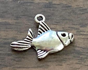 Coy Fish, Pewter Charm, 25mm x 15mm