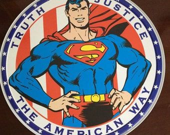 Superman, vintage tin sign, 12" x 12", licensed repo,  R2335