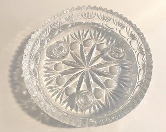 Three Taper Candle Holder, Candy Dish, Princess House Crystal, 6” diameter