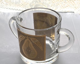 Culver Glass, Bartlett Pear, Sugar Dish, Dbl handle, 1960s, 22kt gold