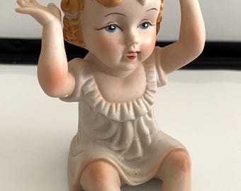 Piano Baby, 1900-40s, German Bisque, Porcelain, 4.5” tall
