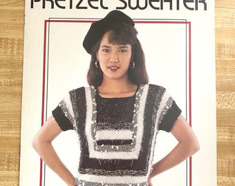 Square Neck Pretzel Sweater, variety of colors, 1988 Leisure Arts Leaflet 633, knit