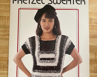 Square Neck Pretzel Sweater, variety of colors, 1988 Leisure Arts Leaflet 633, knit