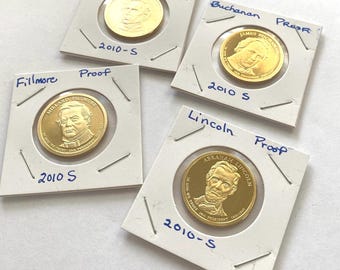 Presidential Dollar, Statue of Liberty,  Proofs, 2010 S, all 4 in set, to use for custom jewelry