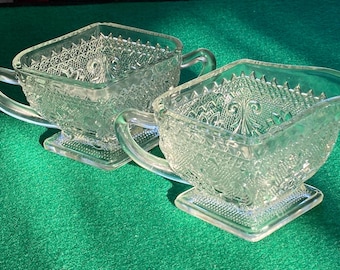 Indiana Glass, Sugar & Creamer, Sandwich Pattern, 1925-85, USA