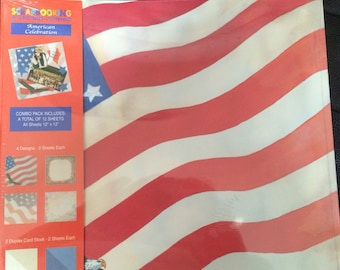 Scrapbook Paper, Combo, American Celebration, 12 sheets,  New sealed package, 12"x12".