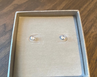 CZ Round 5mm, Ear Rings, Stud Butterfly Posts, SS