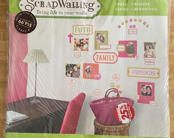 ScrapWalling, Adhesive Wall Decor, 4 Sheets, 12” x 12”, Kit, Decals, NEW Package
