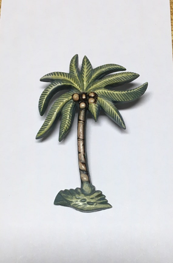 Coconut Palm Tree Pin, Vintage Florida Souvenir, 1