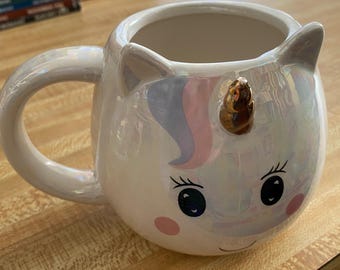 Whimsical Cupboard, Unicorn Mug, 4” h x 5” w at handle