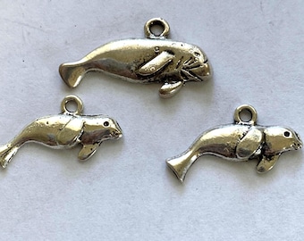 Lot of Momma & Baby Manatee/Seal Charms, Pewter