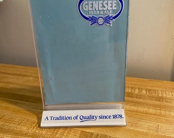 Genesee Beer, Advertising Display, Clear Plastic Table Menu Holder