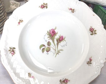 Lithenbach, Bavaria, Germany, Moss Rose, Soup bowl, gold trim, 8” dia, prev owned