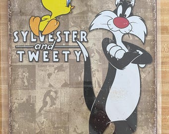 Sylvester & Tweety,  Warner Bros Comic, Retro metal sign, 12 x 16, USA V1857