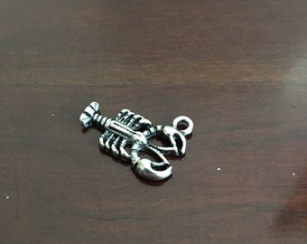 Lobster, pewter charm, 7/8” long