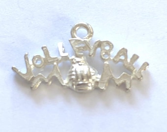 Volleyball, Mom, silver plated,  Lot of 8 charms, 20mmx12mm   SPVM8