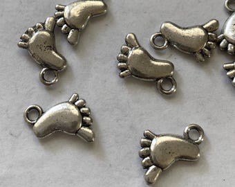 Feet, bare, 2 charms, beach charm, 2-sided, Pewter
