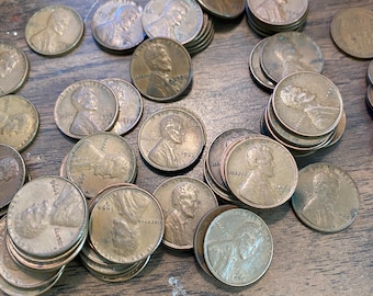 Wheat Cent, Random Rolls, Mixed 1940s and 1950s, Circulated