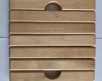 Slatted wood Trivet, expands 7” to 12”, Previously Owned, Handmade Vintage