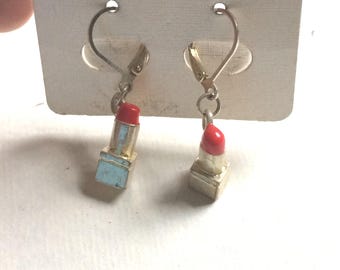 Lipstick, Enamel, Sterling Silver, Lever Back, ER35