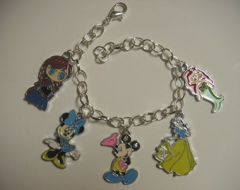 Disney, Princess, Mermaid, Mickey, Minnie, Anna Charm Bracelet  CDB