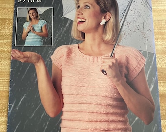 Cute Tops to Knit, 2 styles , 1988, Leisure Arts Leaflet 606, knit patterns