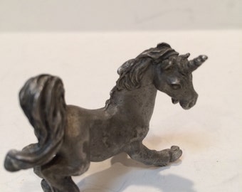 Unicorn, Figurine, 1 1/2" tall, Fantasy, solid pewter made on France 1980s