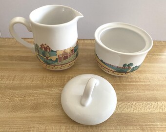 Corelle Coordinates, Retired, Landscape Pattern, 1960s, Sugar & Creamer, Prev owned
