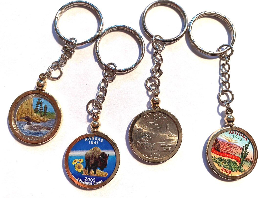 Quarter Key Chain Coin Keychains, US Quarters, Gold Plated Bezel - Etsy