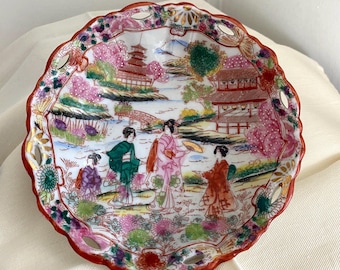 Geisha Girls, Hand Painted, Oriental, Meiji Era, 1868-89, 6” diameter Bowl