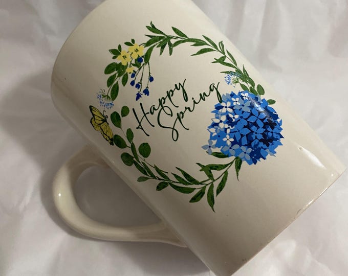 Featured listing image: Happy Spring, Beverage Mug, Tall Cup, Royal Norfolk, 4 5/8” T