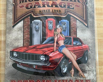 Muscle Car Garage since 1969, Retro metal sign, 12 x 16, USA V1568