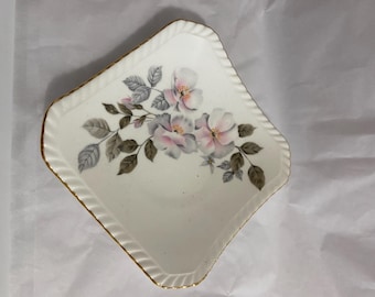 Royal Adderley, Bone China, 4” Square Dish, Floral, England, 1964