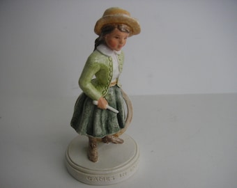 Sebastian Miniatures, Games of Springtime, Girl with Hoop, SML217. red label 1981, marked COPR 1953