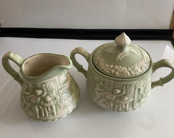 Witches’ Pursuit, Sugar Bowl & Creamer, 1970s, marked HD, see description/photos