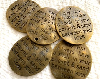 Antique Brass Charm, Shell in Pocket & Sand between Toes,  CH41