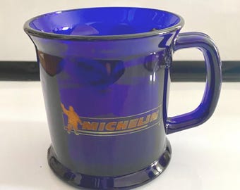 Cobalt Blue, Glass, Beer Stein, Mug, Tankard Handle, Michelin 1997 Award