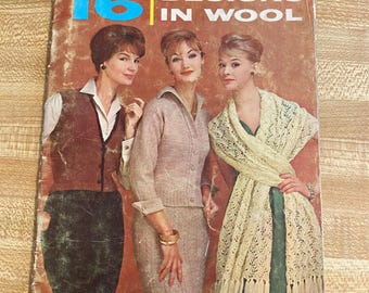 Designs in Wool, 35 pages, 1960, 16 Projects, book #117