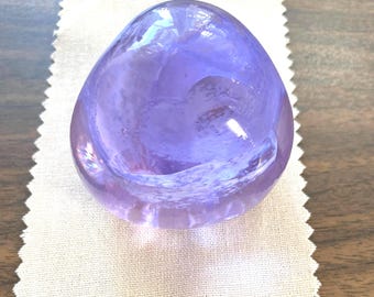 Caithness, Moon Crystal, Glass Paperweight, Hand Blown, Lavender Swirl