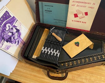 Autoharp, Oscar Schmidt, 1950s Case, Music, Tuning Tool, 36 String, 12 Chord